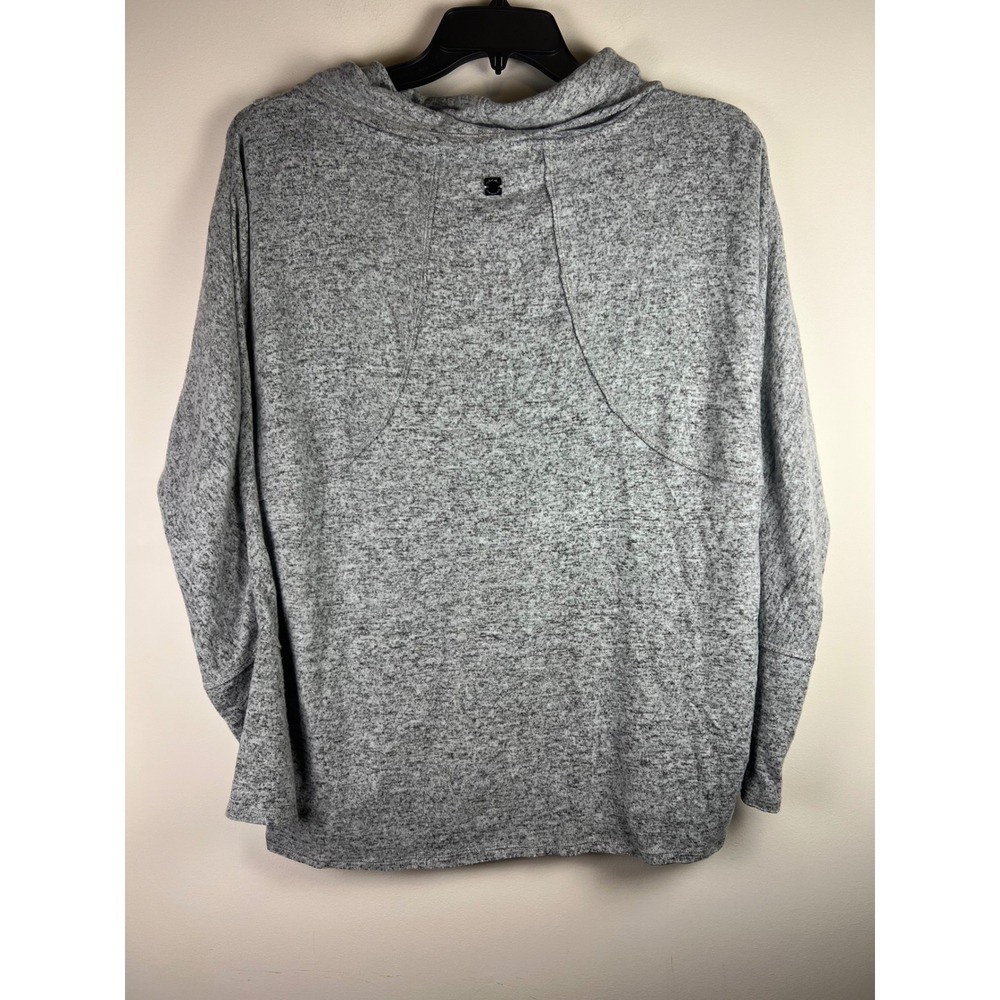 Calvin Klein Women's Grey Heathered Cowl Neck Asymmetrical Hem Top Sz S